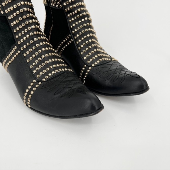 Anine Bing Boots Charlie Black Gold Studded Ankle Leather Suede Chelsea size 36 - Picture 3 of 11